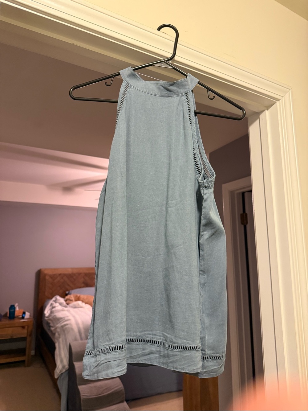 Anthropologie Light Blue Sleeveless High-Neck Tank